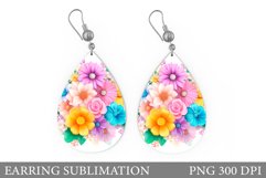 Flowers Earring Sublimation. Flowers Teardrop Earring Product Image 1