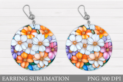 Flowers Earring Design. Floral Earring Sublimation Product Image 1