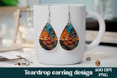 3d leather flower teardrop earring sublimation PNG