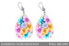 Flowers Earring Sublimation. Flowers Teardrop Earring Product Image 1