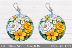 Flowers Round Earring. Wildflowers Earring Sublimation Product Image 1