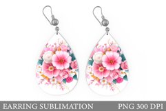 Flowers Teardrop Earring Design. Flowers Earring Sublimation Product Image 1