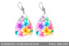 Flowers Earring Sublimation. Flowers Teardrop Earring Product Image 1