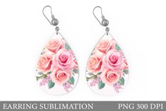 Roses Teardrop Earring Design. Roses Earring Sublimation Product Image 1