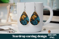 3d leather floral teardrop earring | Leaves earring PNG