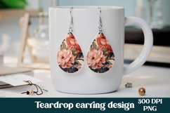 Flower teardrop earring sublimation | Peonies earring design