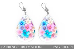 Flowers Teardrop Earring Design. Flowers Earring Sublimation Product Image 1
