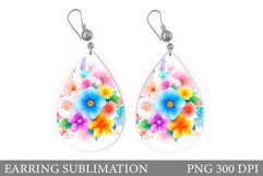 Flowers Teardrop Earring Design. Flowers Earring Sublimation Product Image 1