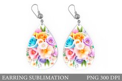 Flowers Earring Design. Floral Earring Sublimation Product Image 1