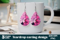Flower teardrop earring PNG design Product Image 1