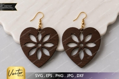 Heart Floral Earrings SVG| Laser Cut Earring Product Image 1