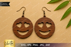 Smile Emoji Earrings SVG| Laser Cut Earring Product Image 1