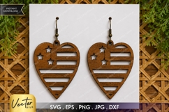 American Heart Earrings SVG| Laser Cut Earring Product Image 1