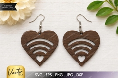 WiFi Heart Earrings SVG| Laser Cut Earring Product Image 1