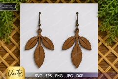 Leaf Branch Earrings SVG| Laser Cut Earring Product Image 1
