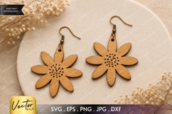 Daisy Flower Earrings SVG| Laser Cut Earring Product Image 1