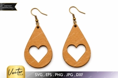 Heart Teardrop Earrings SVG| Laser Cut Earring Product Image 1