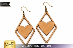 Geometric Heart Earrings SVG| Laser Cut Earring Product Image 1