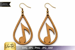 Music Note Earrings SVG| Laser Cut Earring Product Image 1