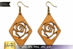 Rose Diamond Earrings SVG| Laser Cut Earring Product Image 1