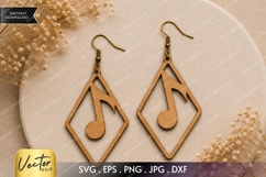 Music Note Diamond Earrings SVG| Laser Cut Earring Product Image 1