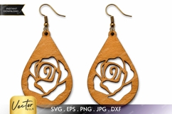 Rose Teardrop Earrings SVG| Laser Cut Earring Product Image 1