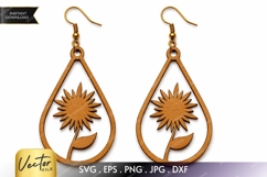 Sunflower Frame Earrings SVG| Laser Cut Earring Product Image 1