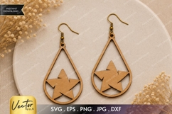Star Teardrop Earrings SVG| Laser Cut Earring Product Image 1