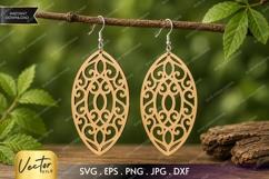 Mandala Oval Earrings SVG| Laser Cut Earring Product Image 1