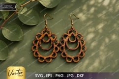Boho Floral Hoop Earrings SVG| Laser Cut Earring Product Image 1