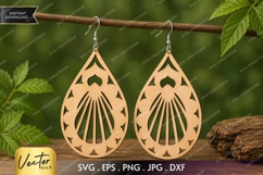 Shell Teardrop Earrings SVG| Laser Cut Earring Product Image 1