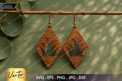 Grass Cutout Diamond Earrings SVG| Laser Cut Earring Product Image 1