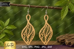 Botanical Leaf Earrings SVG| Laser Cut Earring Product Image 1