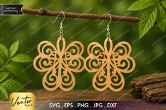 Ornamental Floral Earrings SVG| Laser Cut Earring Product Image 1