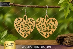 Ornamental Heart Earrings SVG| Laser Cut Earring Product Image 1