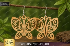 Floral Heart Earrings SVG| Laser Cut Earring Product Image 1