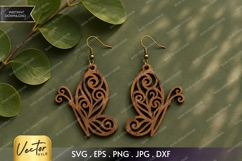 Decorative Butterfly Earrings SVG| Laser Cut Earring Product Image 1