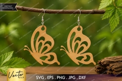 Abstract Butterfly Earrings SVG| Laser Cut Earring Product Image 1