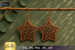 Leaf Star Earrings SVG| Laser Cut Earring Product Image 1