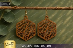 Round Leaf Earrings SVG| Laser Cut Earring Product Image 1