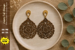 Filigree Round Earrings Laser Cut SVG File filigree earrings Product Image 1
