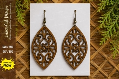 Ornate Teardrop Earrings Laser Cut SVG File ornate earrings Product Image 1
