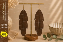 Feather Dangle Earrings Laser Cut SVG File feather earrings Product Image 1