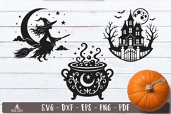 Halloween Witch SVG Silhouette Haunted House Cauldron Product Image 3