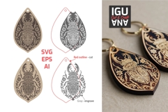 Mistic Boho Beetle Earrings SVG. Glowforge Jewelry Template Product Image 2