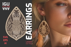 Mistic Boho Beetle Earrings SVG. Glowforge Jewelry Template Product Image 1