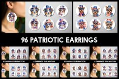 96 Patriotic Animals Earrings I Round Earrings Sublimation Product Image 1