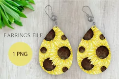 Watercolor sunflowers earrings png sublimation design Product Image 3