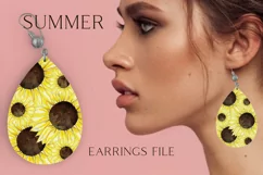 Watercolor sunflowers earrings png sublimation design Product Image 1