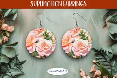 Earrings Roses sublimation, round earrings Flowers Product Image 1